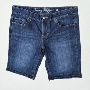 TOMMY HILFIGER Blue Denim Jean SHORTS size 8 Spandex 2%